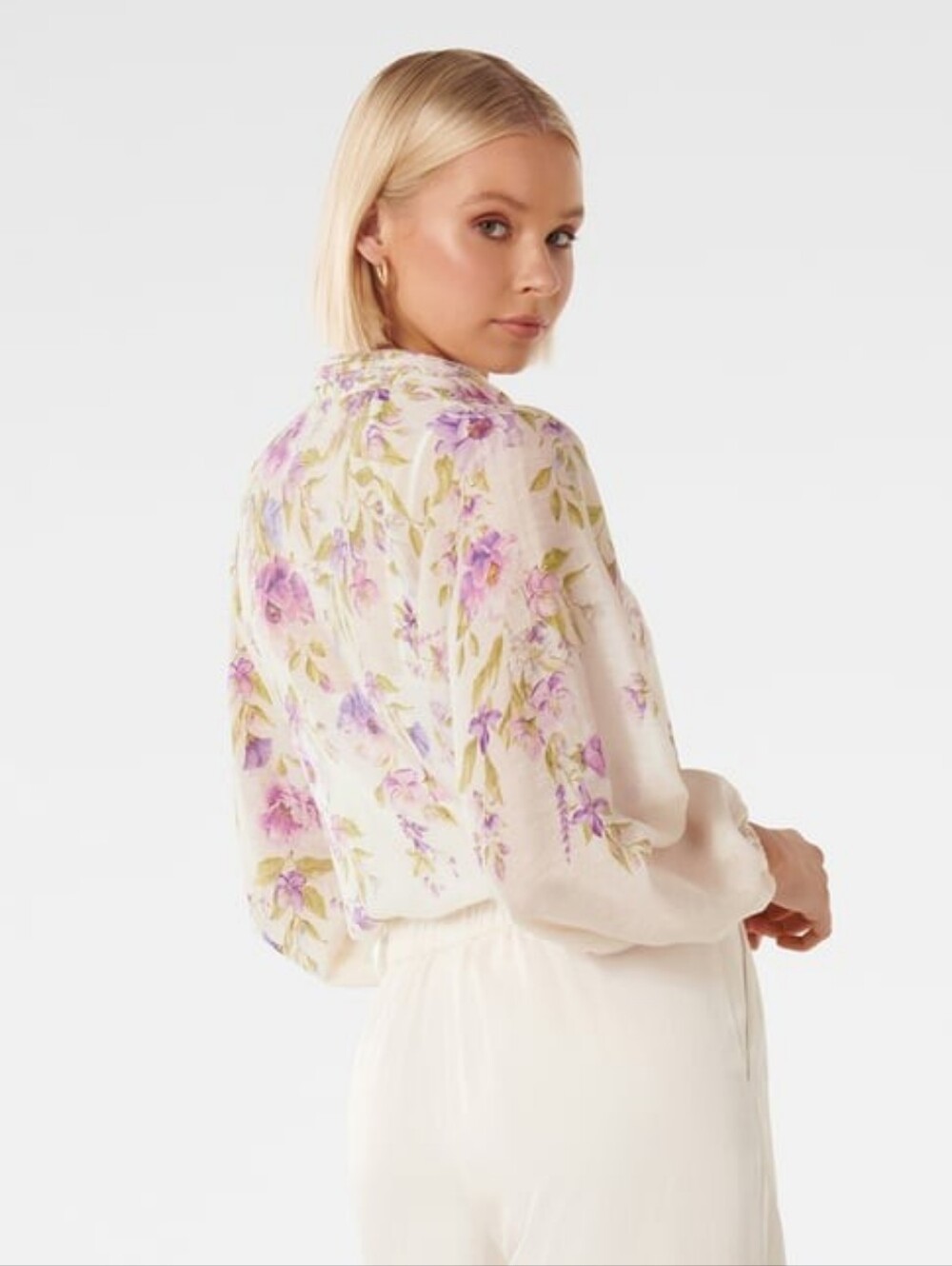 Evernew Floral Blouse Button Up Small 4. PTP 19" - Picture 2 of 10